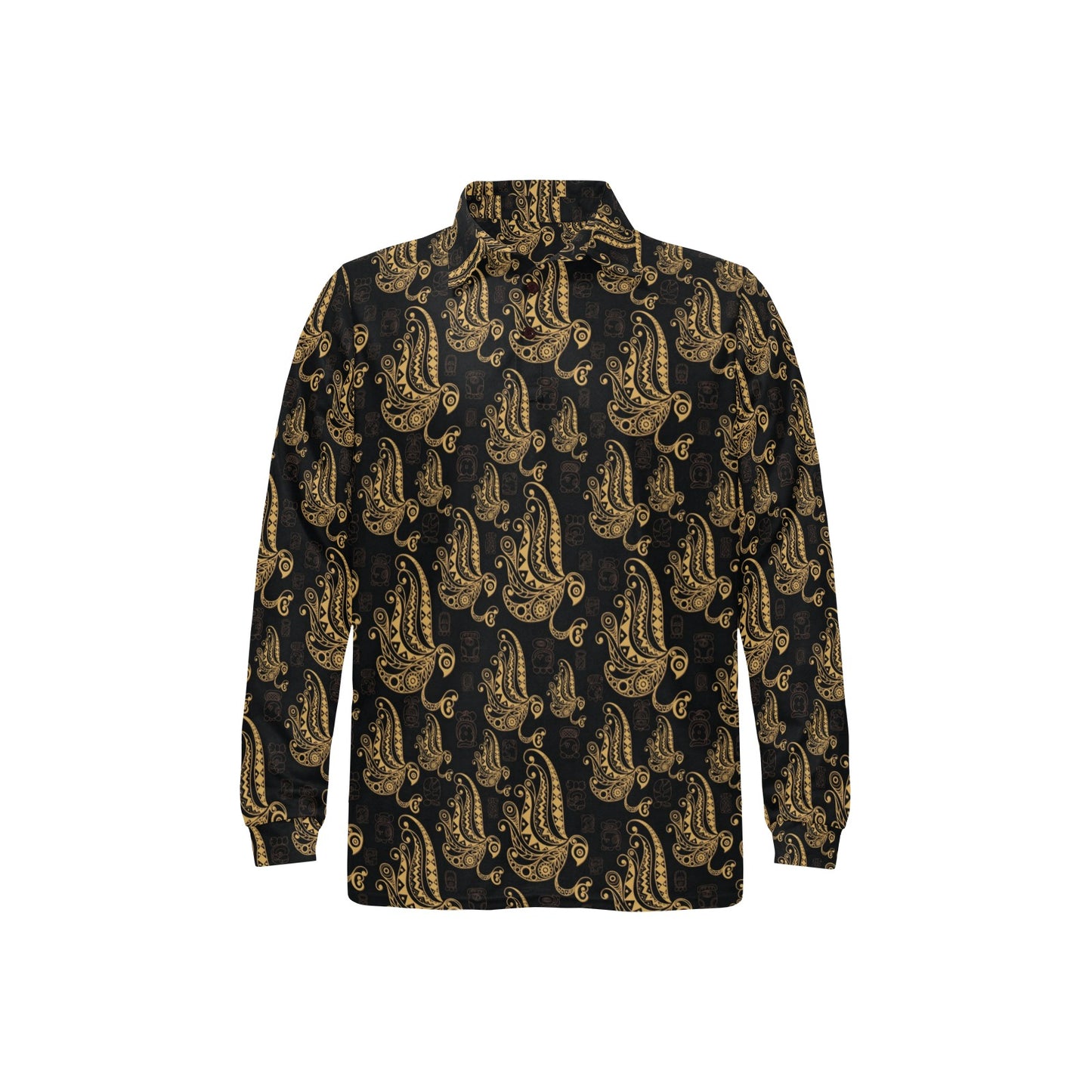 Owl Tribal Polynesian Design Print Long Sleeve Polo Shirt For Men's