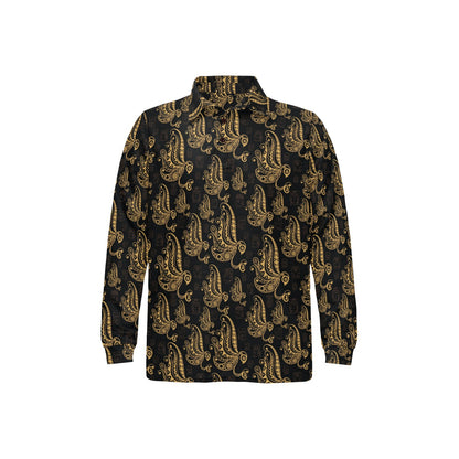 Owl Tribal Polynesian Design Print Long Sleeve Polo Shirt For Men's