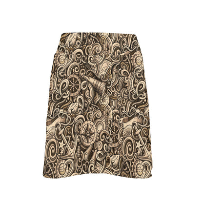 Nautical Tattoo Design Themed Print 17" Golf & Pickleball Skort with Pockets