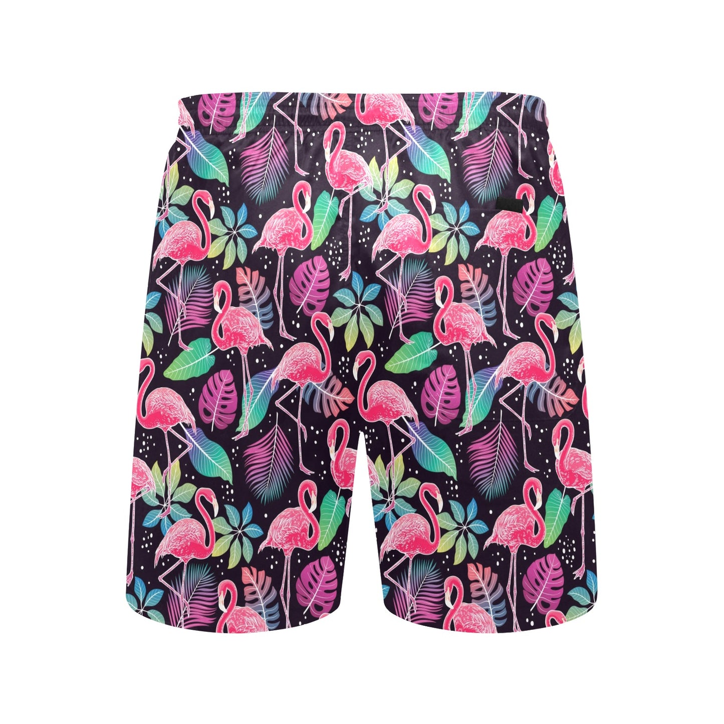 Flamingo Tropical leaves Neon Print Men's Swim Trunks Beach Shorts