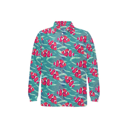 Clownfish Pattern Print Design 02 Long Sleeve Polo Shirt For Men's