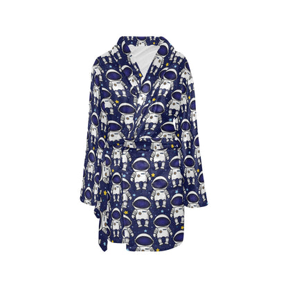 Astronaut Pattern Print Design 01 Women's Fleece Robe