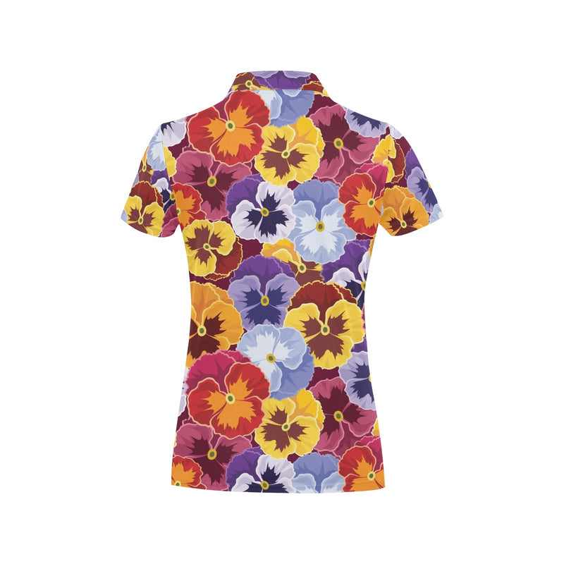 Pansy Pattern Print Design PS01 Women's Polo Shirt