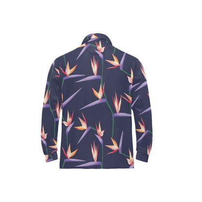 Bird Of Paradise Pattern Print Design BOP015 Long Sleeve Polo Shirt For Men's