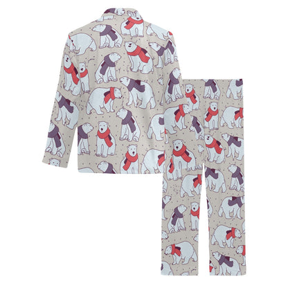 Polar Bear Pattern Print Design PB04 Men's Long Pajama Set