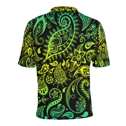 Paisley Green Design Print Men Polo Shirt
