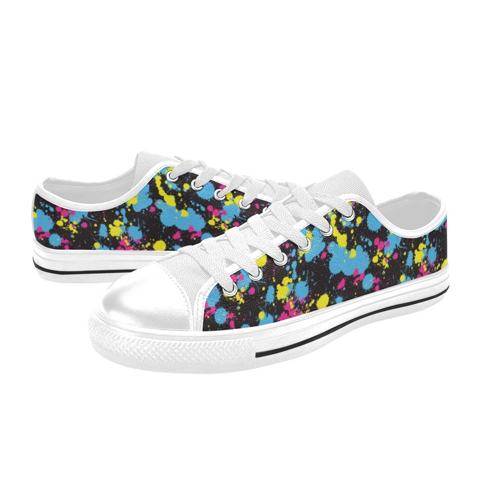 Splatter Colorful Print Design LKS301 Women's White Low Top Shoes