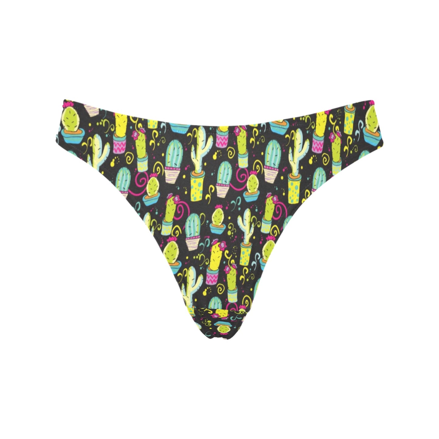 Cactus Neon Style Print Pattern Women's Thongs