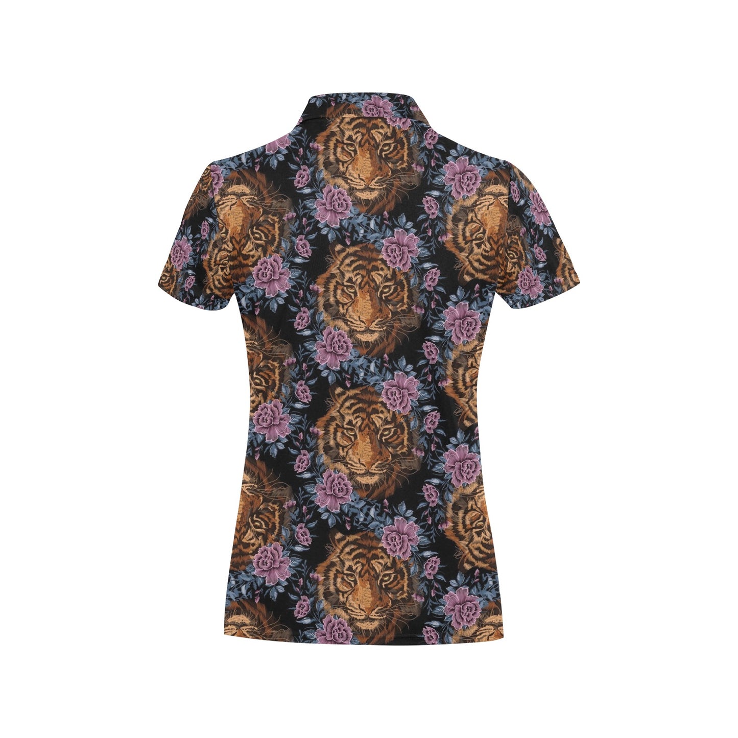 Tiger Head Floral Women's Polo Shirt