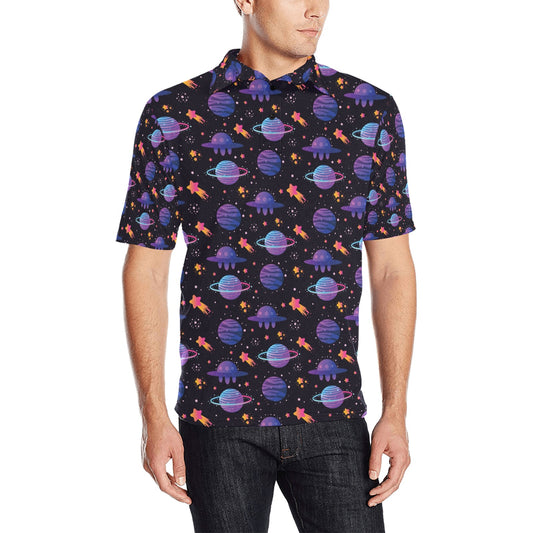 UFO Star Galaxy Print Design LKS308 Men Polo Shirt