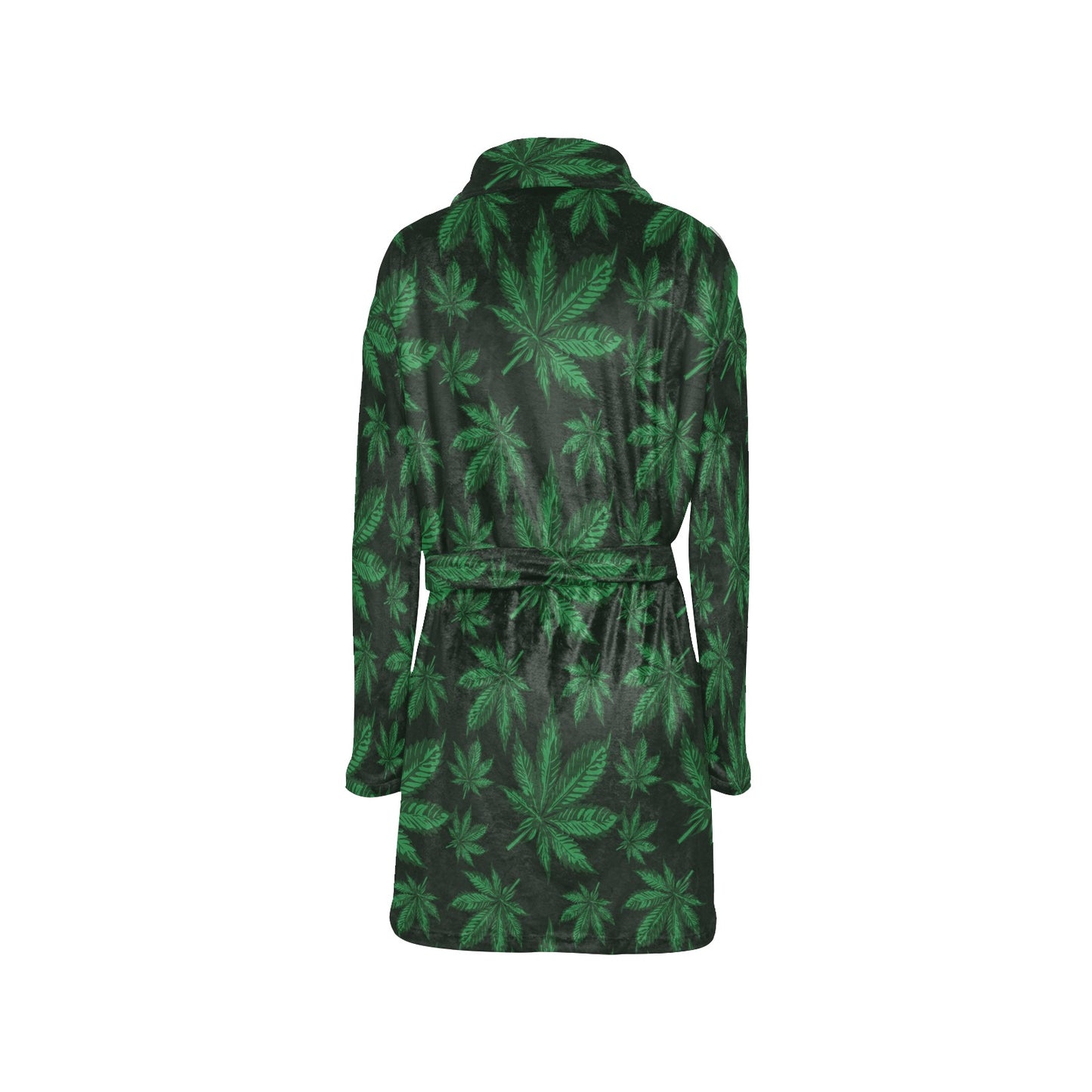 Pot Leaf Pattern Print Design A04 Women's Fleece Robe