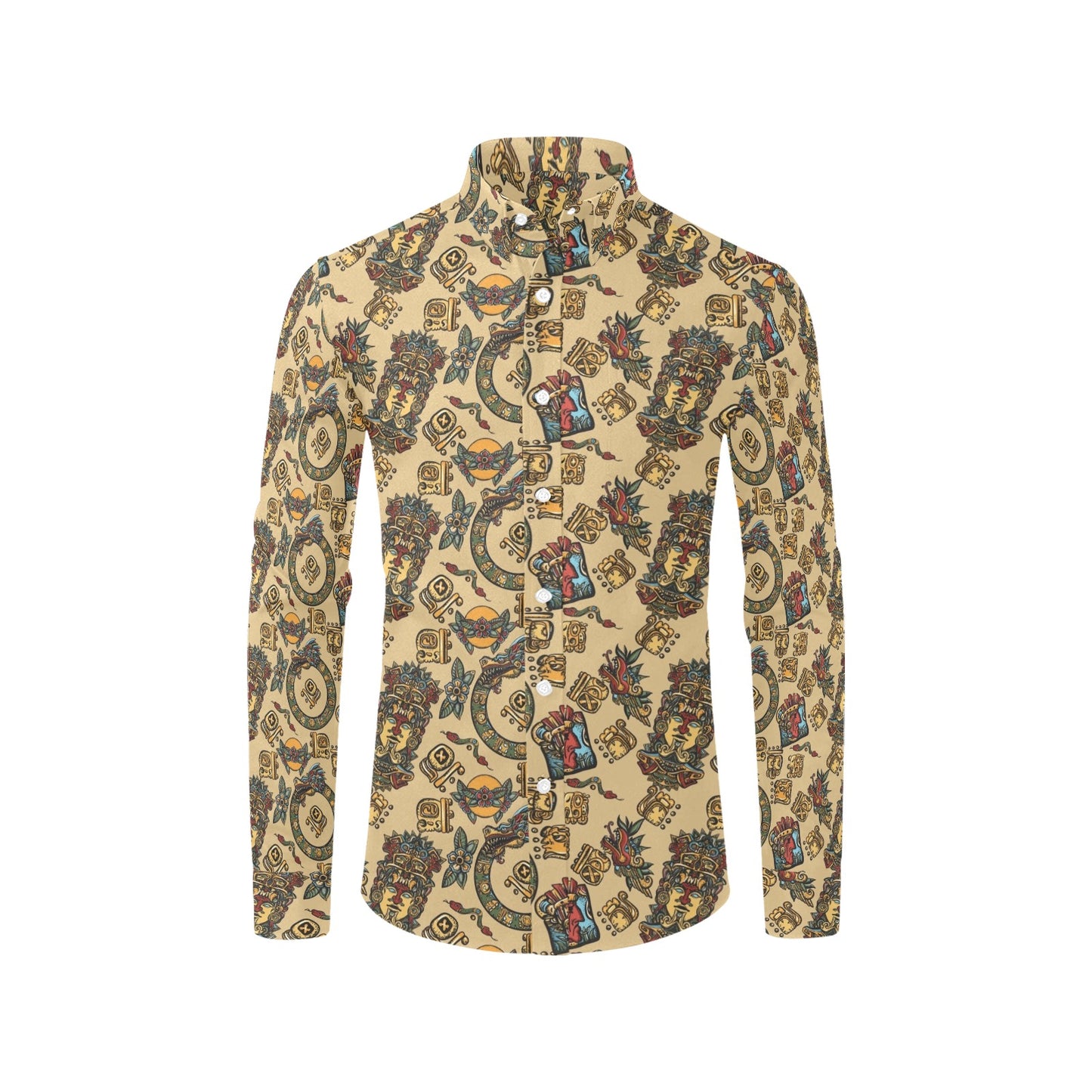 Totem Print Design LKS305 Men's Long Sleeve Dress Shirt