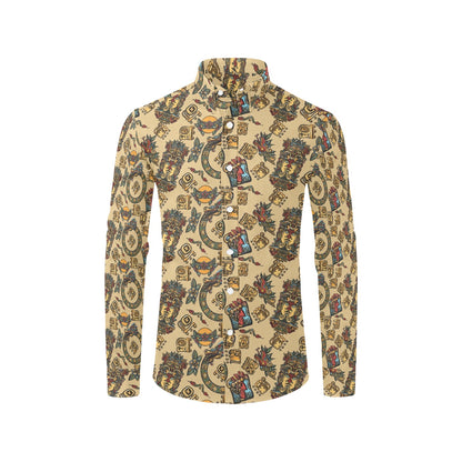 Totem Print Design LKS305 Men's Long Sleeve Dress Shirt