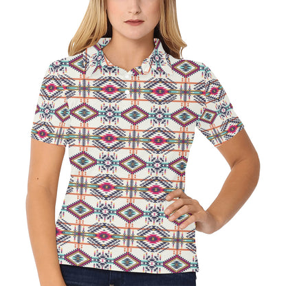 Indian Navajo Art Themed Design Print Women's Polo Shirt