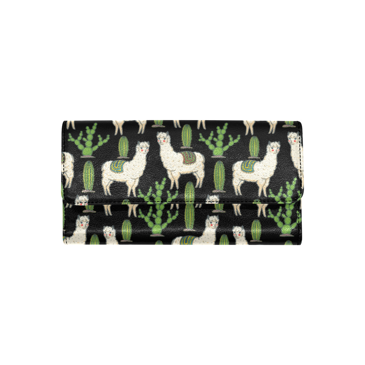 Llama Cactus Pattern Print Design 011 Women's Trifold Wallet