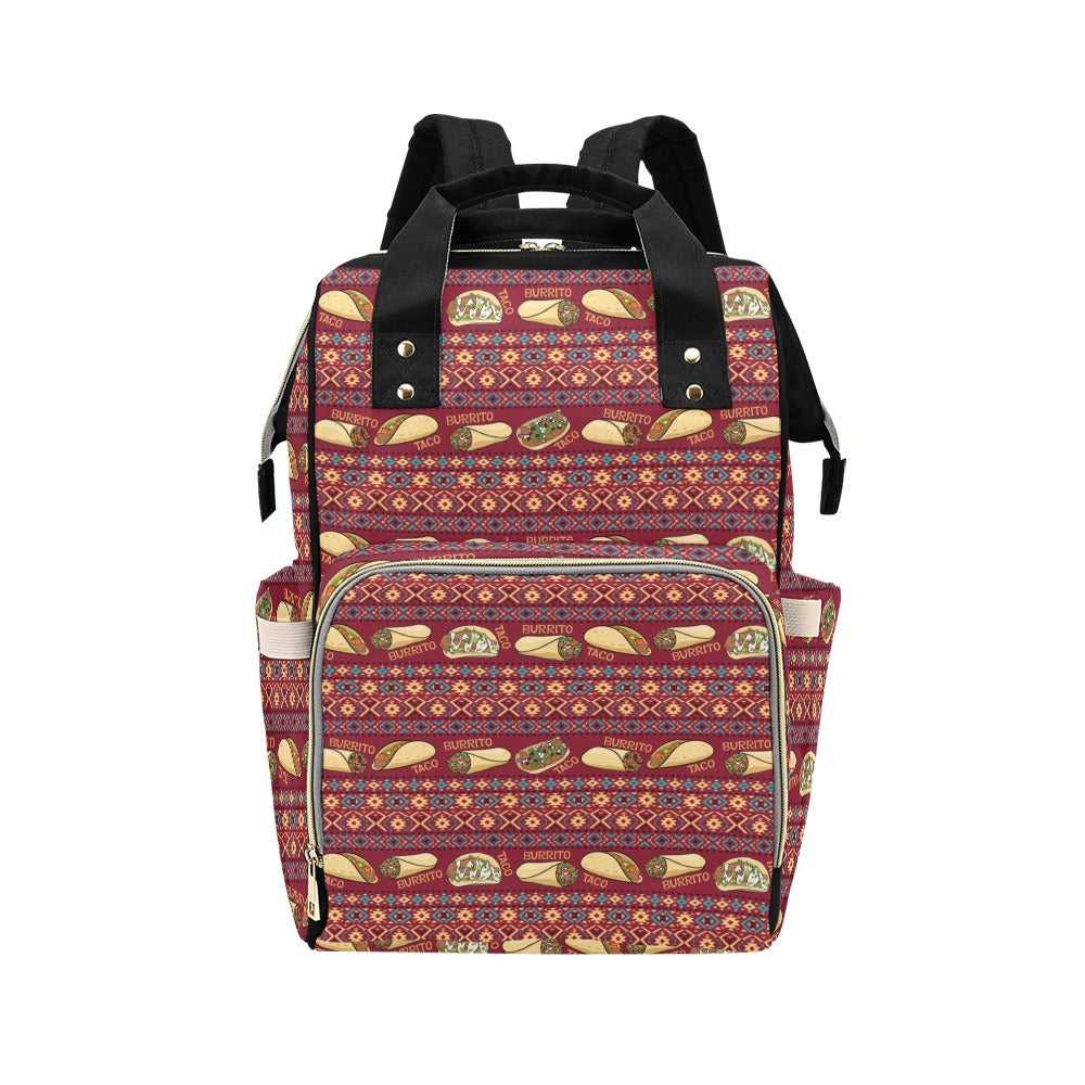 Burrito Taco Print Design LKS302 Diaper Bag Backpack