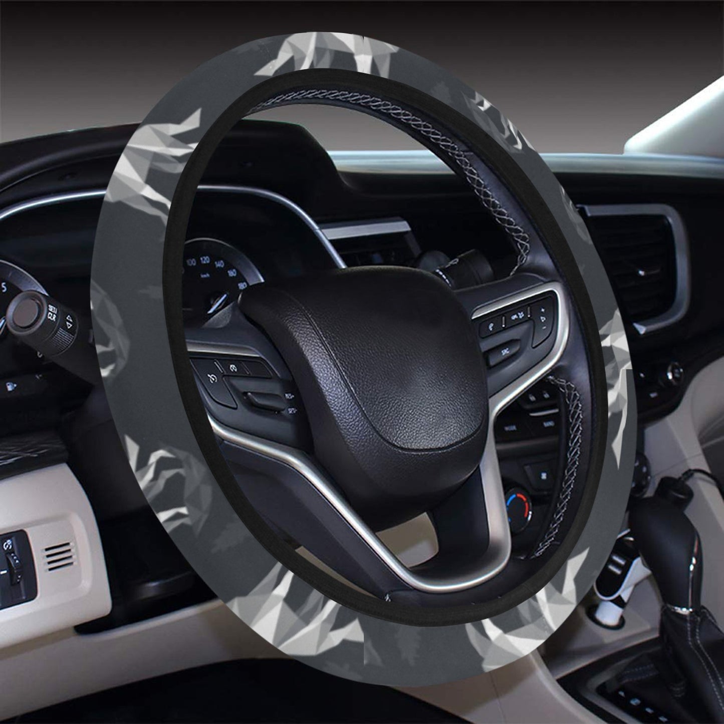 Wolf Print Design LKS303 Steering Wheel Cover with Elastic Edge