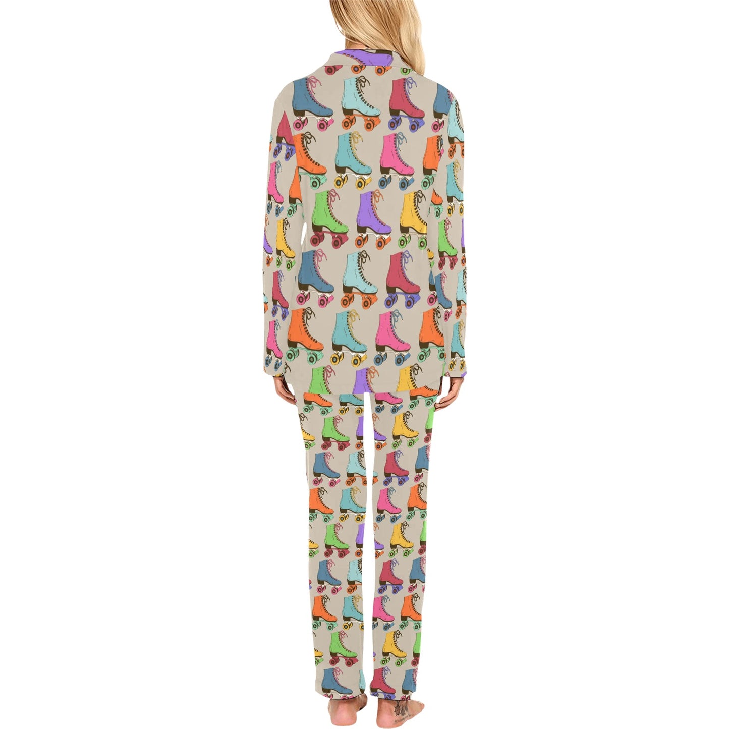 Roller skate Pattern Print Design A01 Women's Long Pajama Set