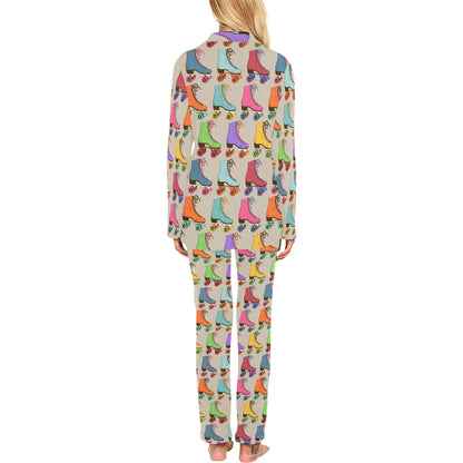 Roller skate Pattern Print Design A01 Women's Long Pajama Set