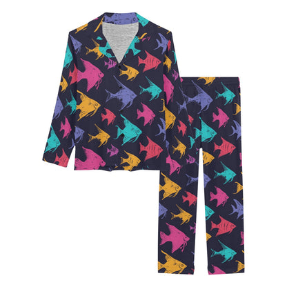 Angelfish Colorful Pattern Print Design 03 Women's Long Pajama Set