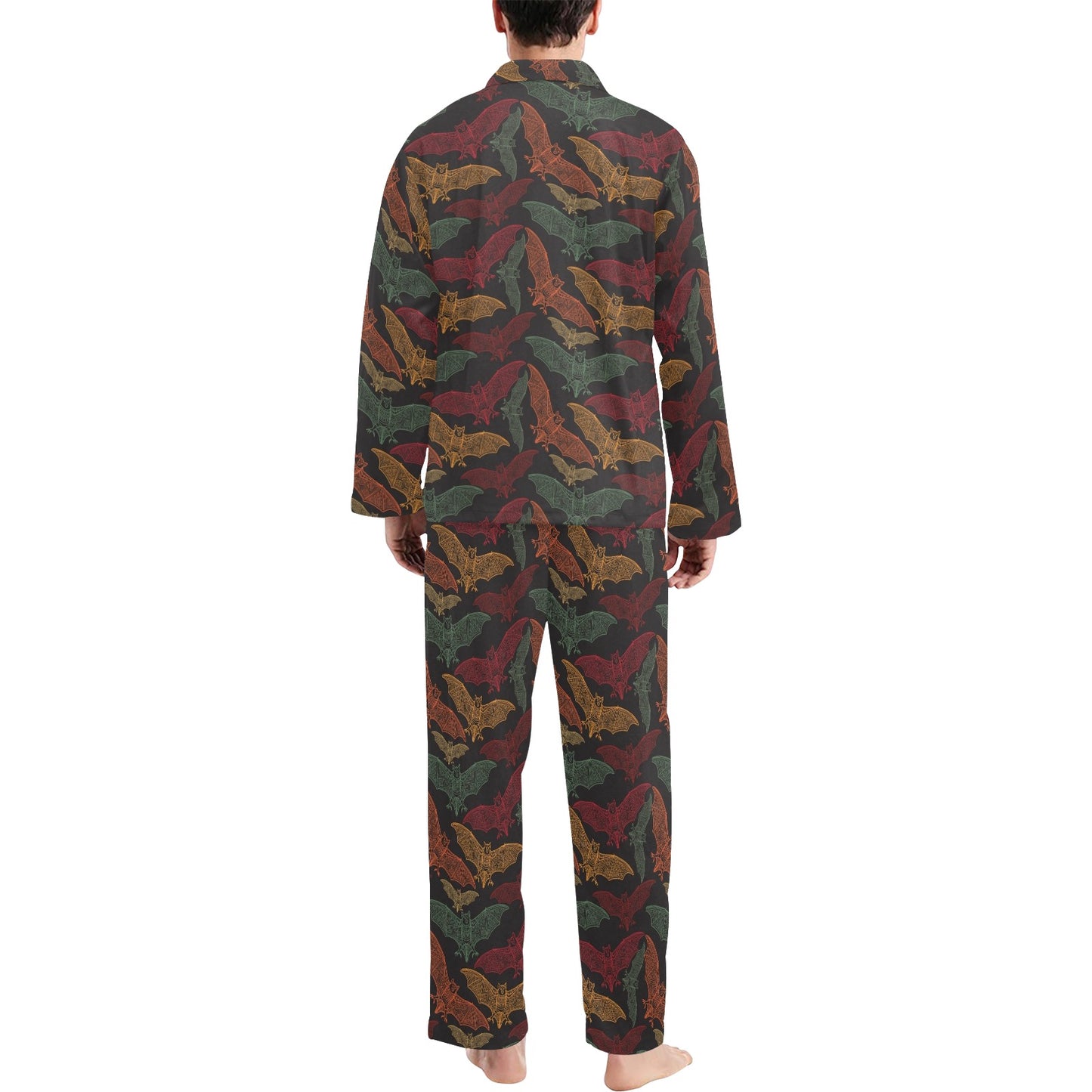 Bat Tribal Pattern Print Design 03 Men's Long Pajama Set
