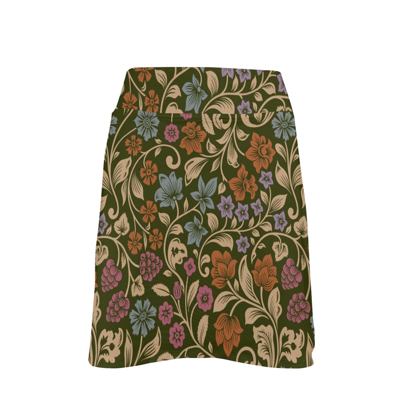 Floral Vintage Print Pattern 17" Golf & Pickleball Skort with Pockets