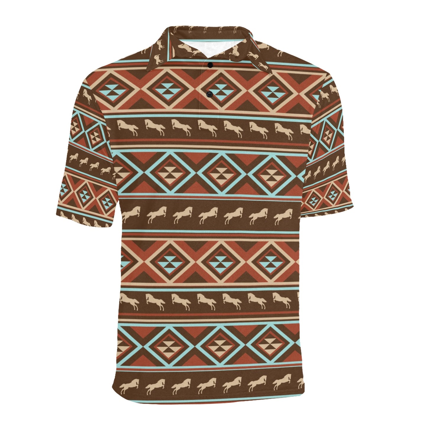 Western Horse Pattern Print LKS301 Men Polo Shirt