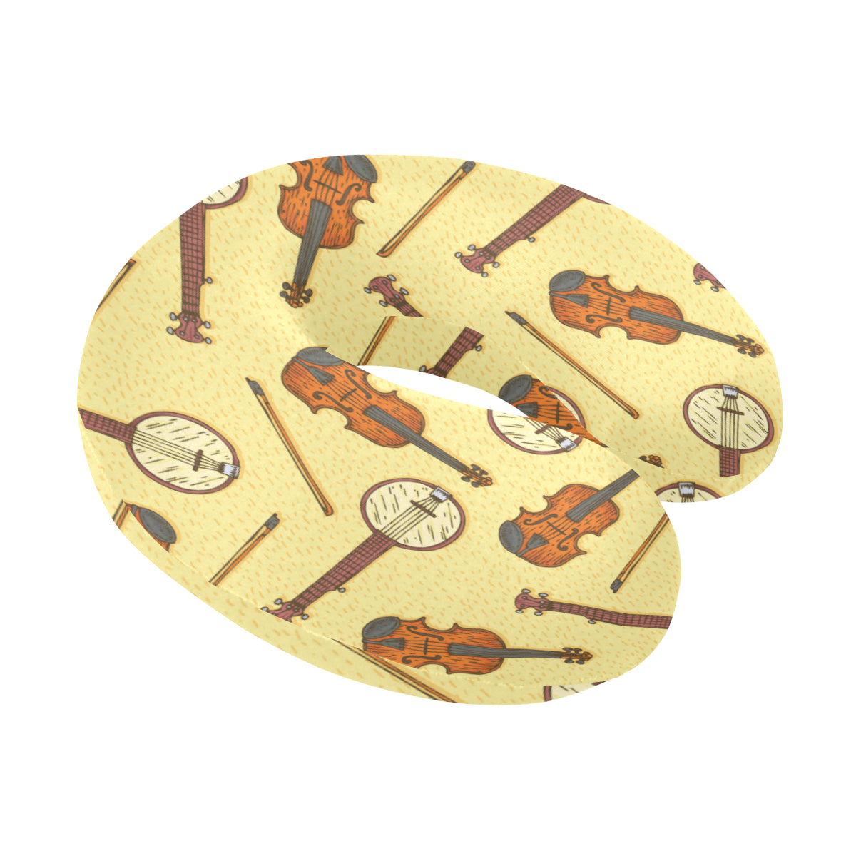 Banjo Violin Pattern Print Design 01 U-Shaped Travel Neck Pillow