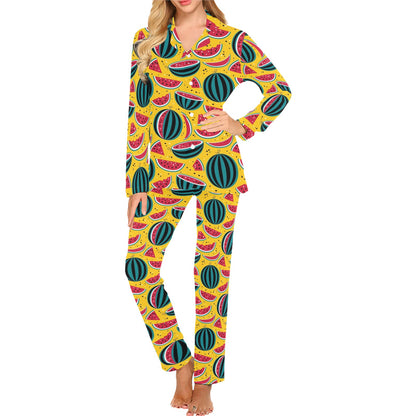 Watermelon Pattern Print Design WM02 Women's Long Pajama Set