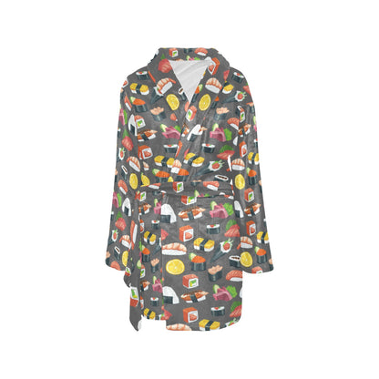 Sushi Pattern Print Women's Fleece Robe