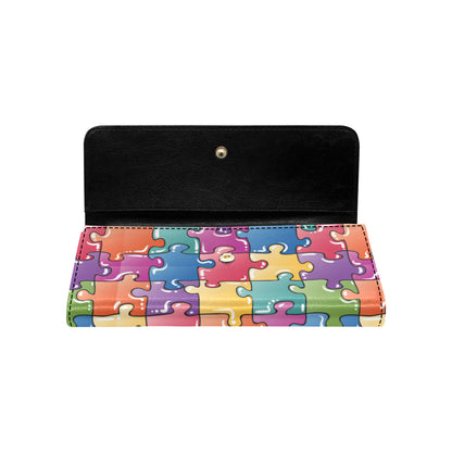 Puzzle Pattern Print Design A05 Women's Trifold Wallet