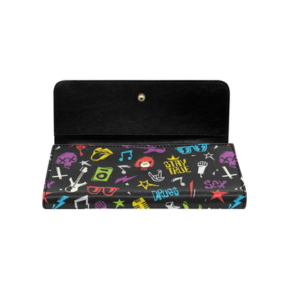 Rock and Roll Pattern Print Design A02 Women's Trifold Wallet