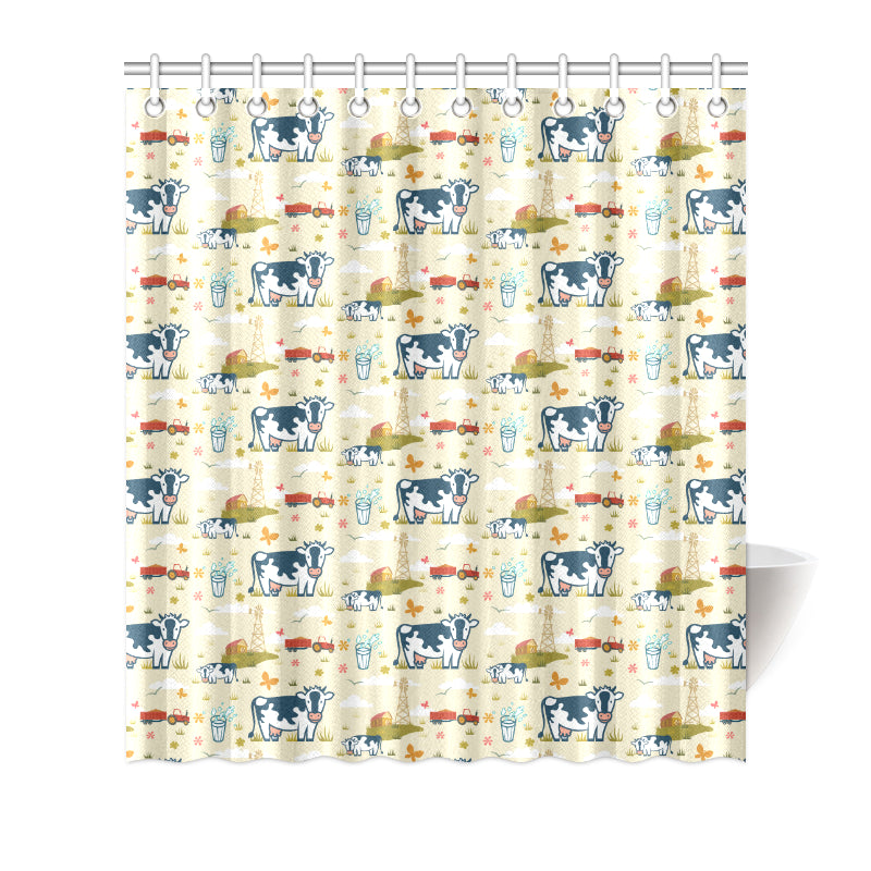 Cow Farm Design Print Shower Curtain