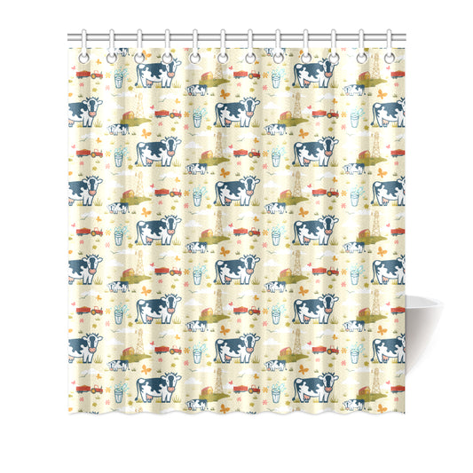 Cow Farm Design Print Shower Curtain