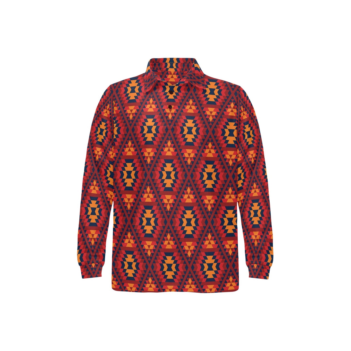 Navajo Pattern Print Design A03 Long Sleeve Polo Shirt For Men's