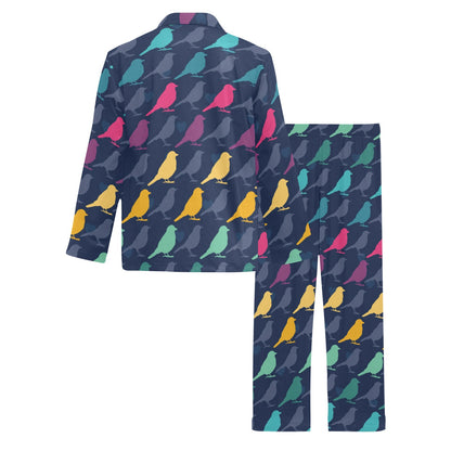 Birds Pattern Print Design 01 Men's Long Pajama Set