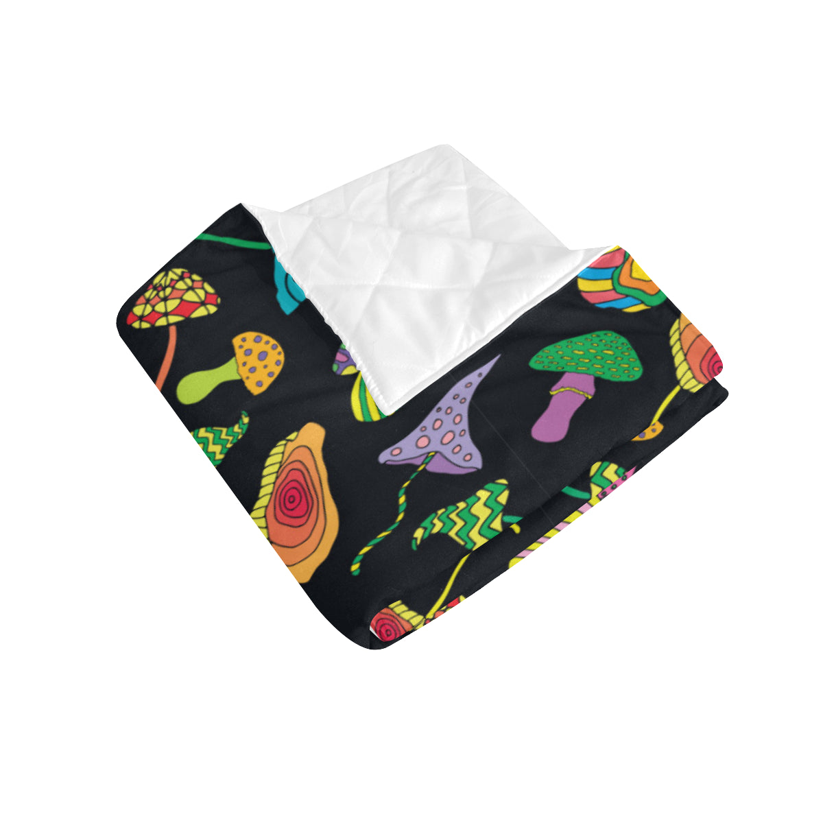 Psychedelic Mushroom Pattern Print Design A02 Premium Quilt