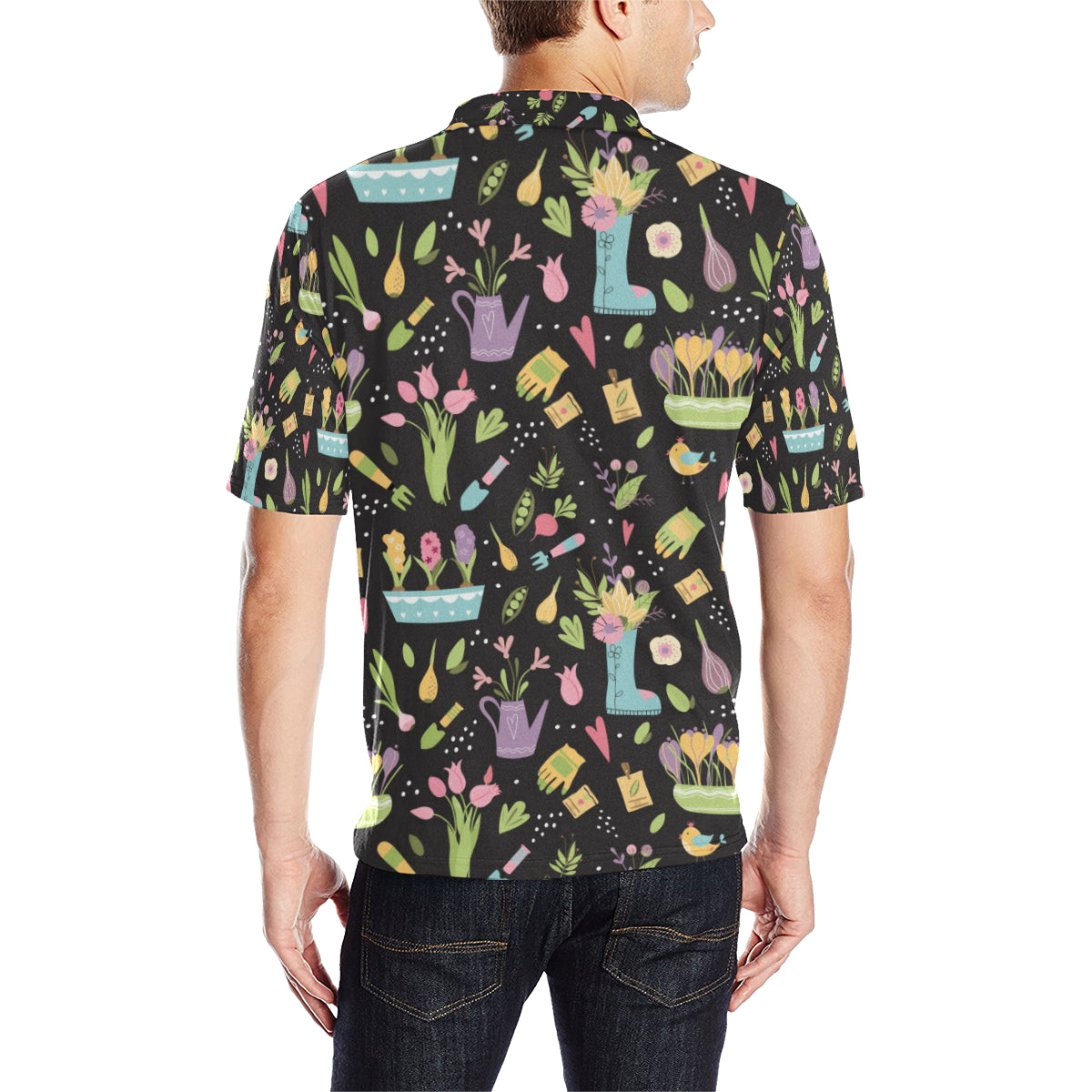 Gardening Pattern Print Design G03 Men Polo Shirt
