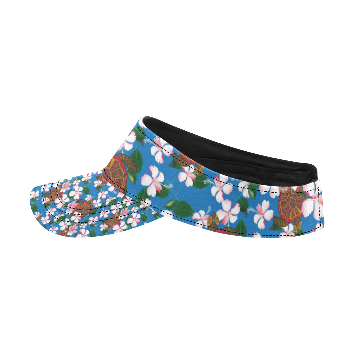 Sea Turtle Pink Hibiscus Hawaiian Print Unisex Sun Visor