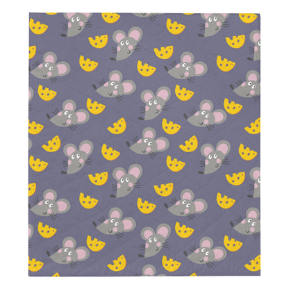 Rat With Cheese Pattern Print Design 01 Premium Quilt