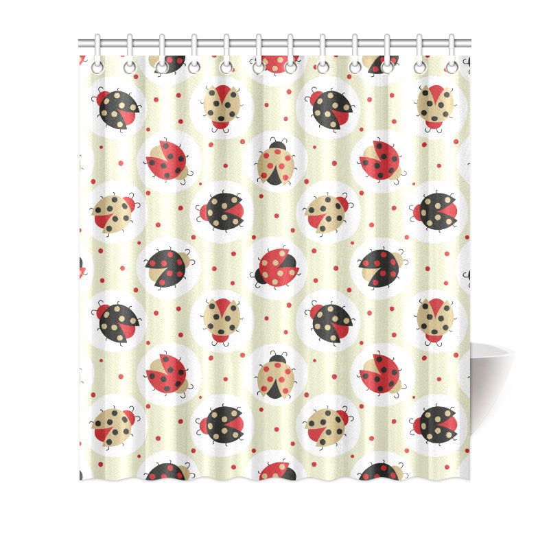 Ladybug Pattern Print Design 03 Shower Curtain