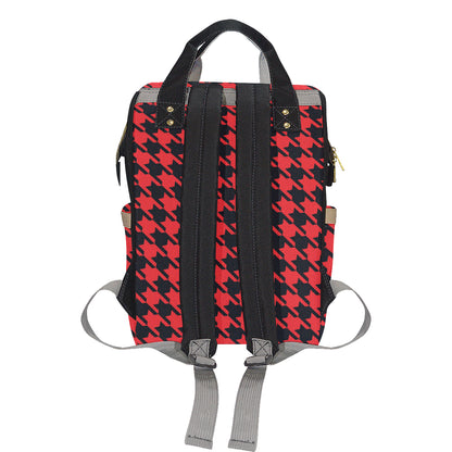 Houndstooth Red Pattern Print Design 03 Diaper Bag Backpack