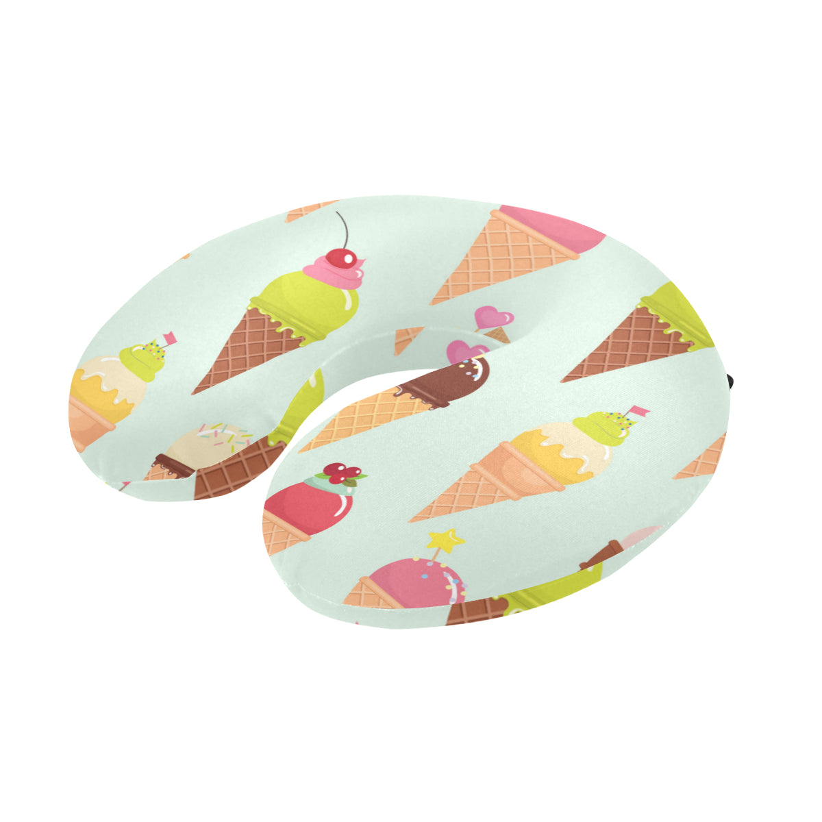Ice Cream Pattern Print Design 03 U-Shaped Travel Neck Pillow