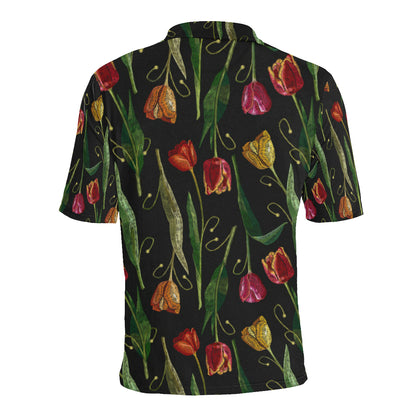 Tulip Embroidered Pattern Print Design TP01 Men Polo Shirt