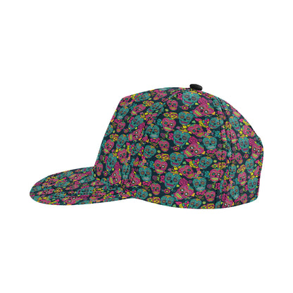 Sugar Skull Floral Design Themed Print Snapback Cap