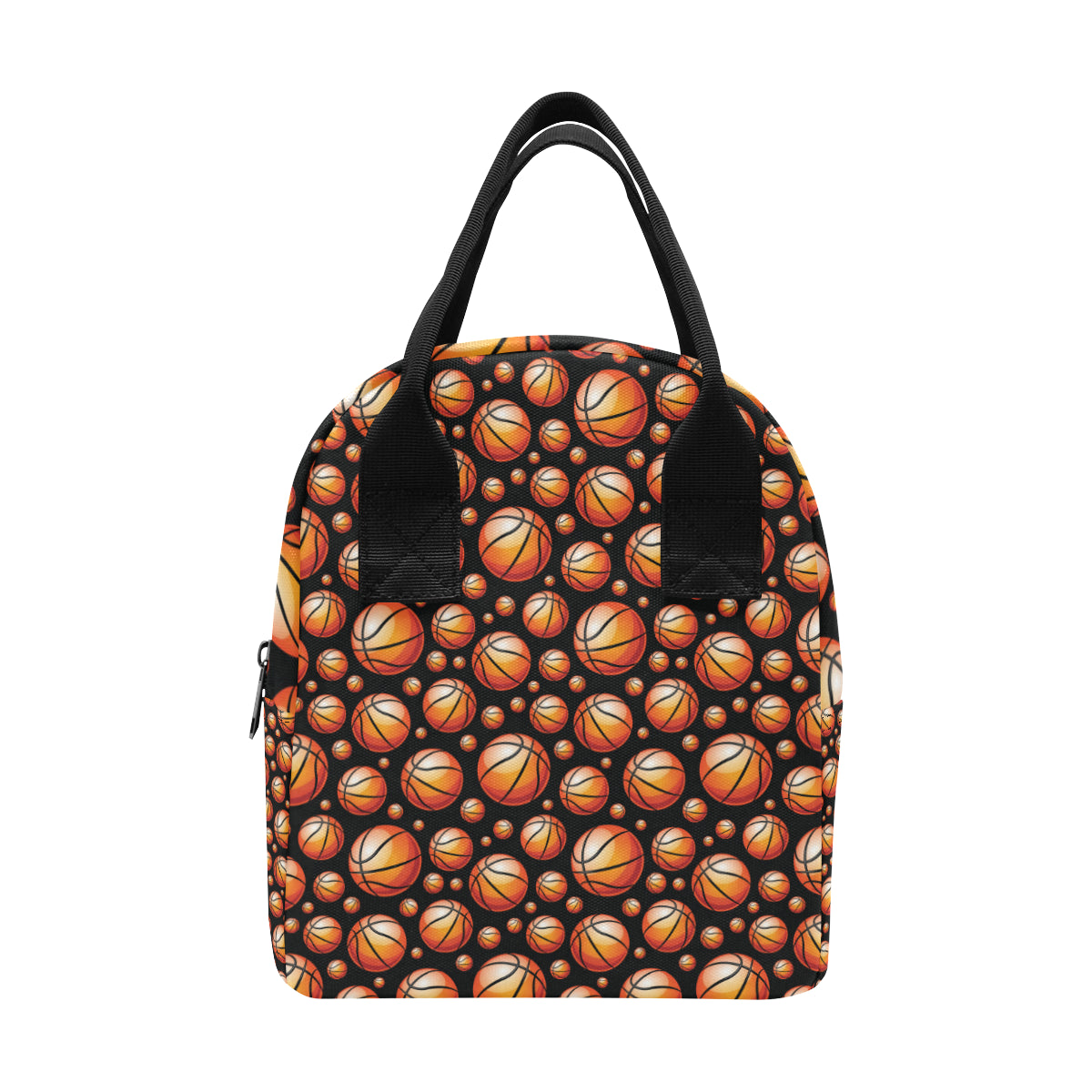 Basketball Black Background Pattern Insulated Lunch Bag