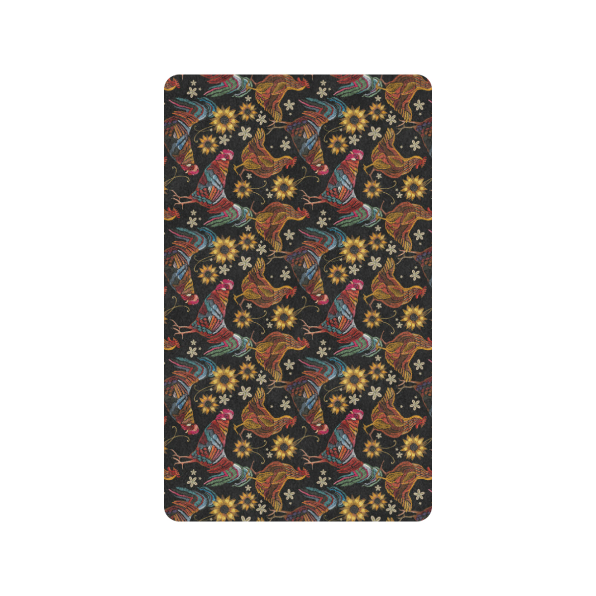 Chicken Embroidery Style Rubber Doormat