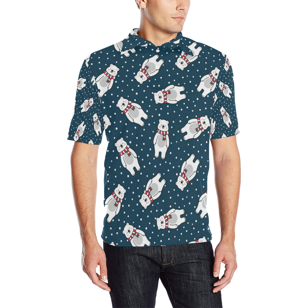Polar Bear Pattern Print Design PB05 Men Polo Shirt