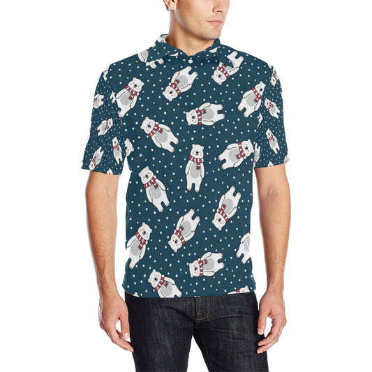 Polar Bear Pattern Print Design PB05 Men Polo Shirt