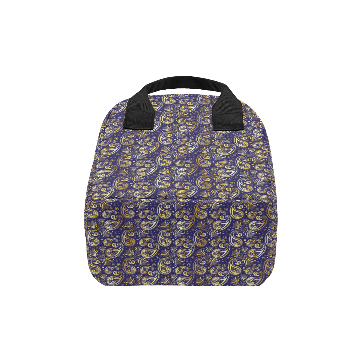 Paisley Blue Yellow Design Print Insulated Lunch Bag